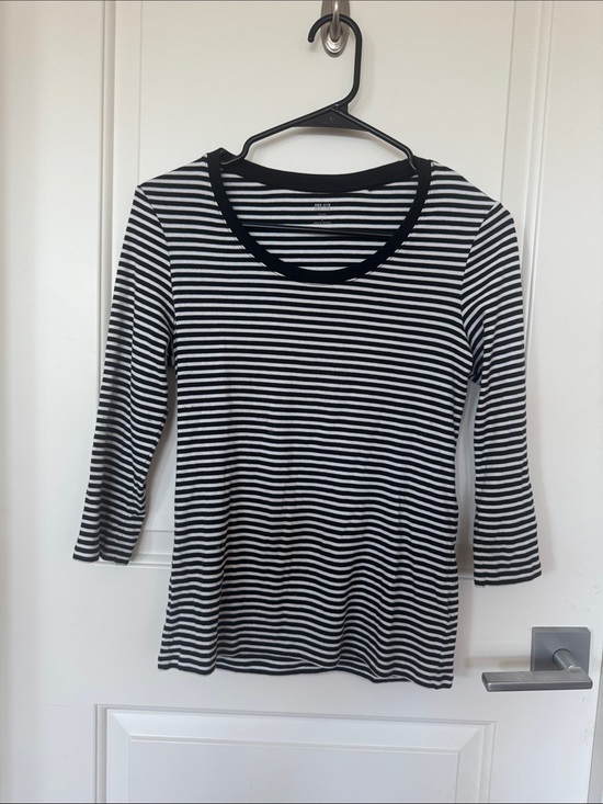 Fleur du Mal Tops - Fleur du Mal Black & White Striped Scoop Neck Long Sleeve Tee